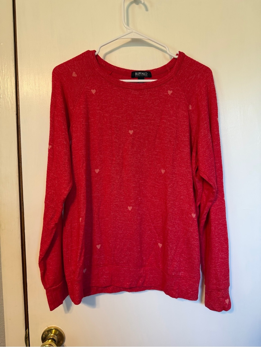 Buffalo David Bitton Red Crewneck Sweater with Heart Details